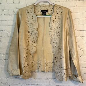 C Concept cream metallic leather laser cut jacket